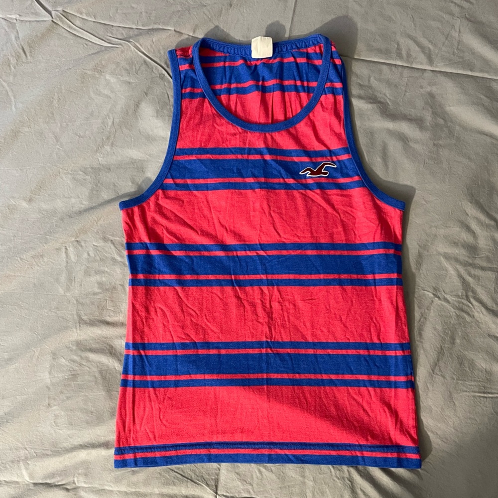 hollister blue pink striped tank top
